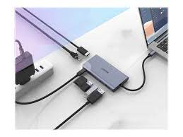 uHUB S7+ 7-in-1 USB-C Ethernet Hub with MST Dual Monitor, 100W Power Delivery and Card Reader