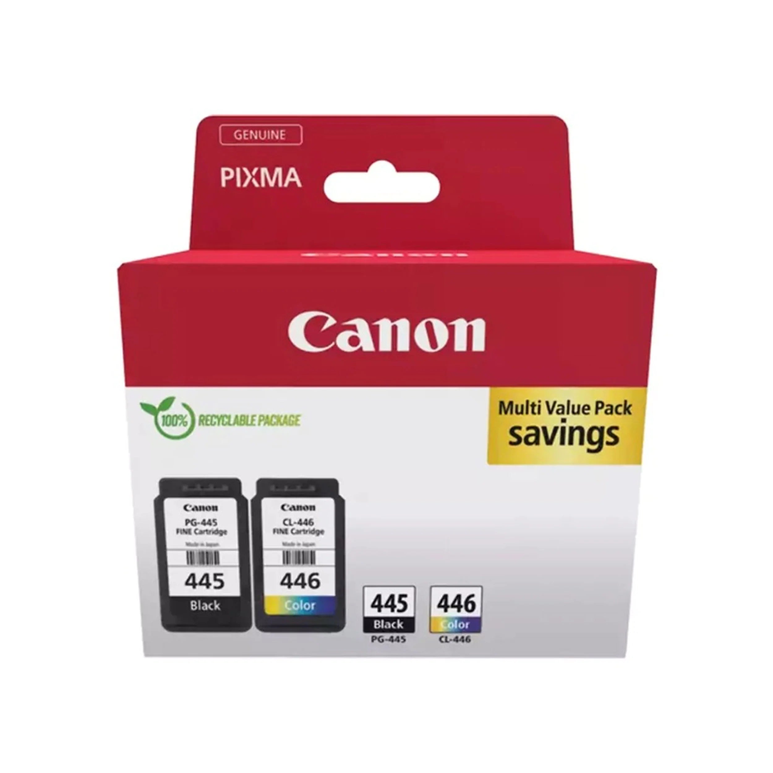 Canon PG-445 & CL-446 Ink Cartridge Multipack – genuine Canon black and color inks available for delivery in Doha, Qatar.