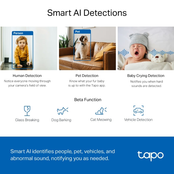 Tapo C220 Pan/tilt Ai Home Security Wi-fi Camera With 64gb Sd Card