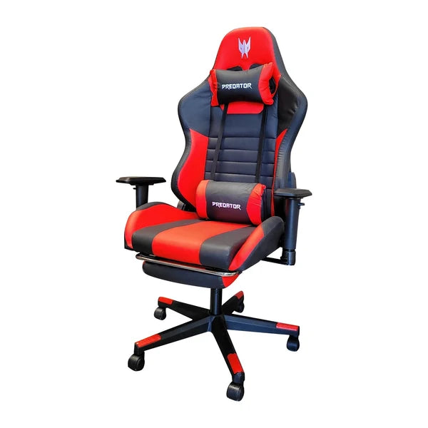 Predator Luxury PVC Leather Gaming Chair with Footrest Red Black