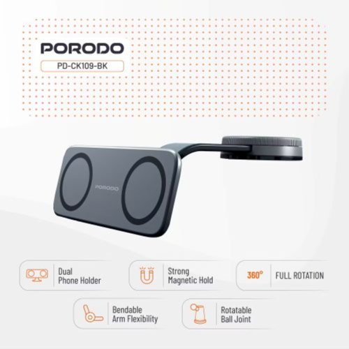 Porodo Vacuum & Adhesive Magnetic Car Mount (PDCK109BK)