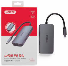 Unitek uHUB P5 Trio 5-in-1 USB-C Hub with MST Triple Monitor and 100W Power Delivery Unitek uHUB P5 Trio 5-in-1 USB-C Hub with MST Triple Monitor and 100W Power Delivery