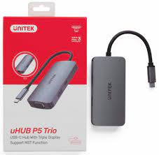 Unitek uHUB P5 Trio 5-in-1 USB-C Hub with MST Triple Monitor and 100W Power Delivery