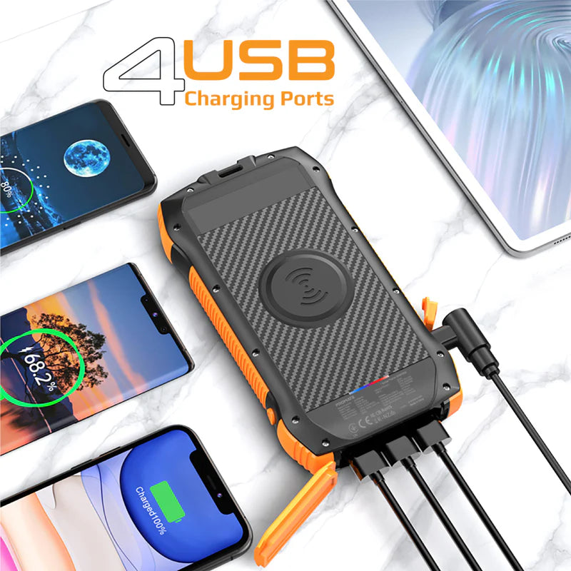 Promate 20000mAh Solar Power Bank Rugged EcoLight – Black (SOLARTANK-20PDQi)