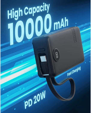 Moxedo Porta-Go+ 10000mAh Power Bank with Built-In USB-C Cable USB-C Charging (MX-PB017-BK) - Black Moxedo Porta-Go+ 10000mAh Power Bank with Built-In USB-C Cable USB-C Charging (MX-PB017-BK) - Black