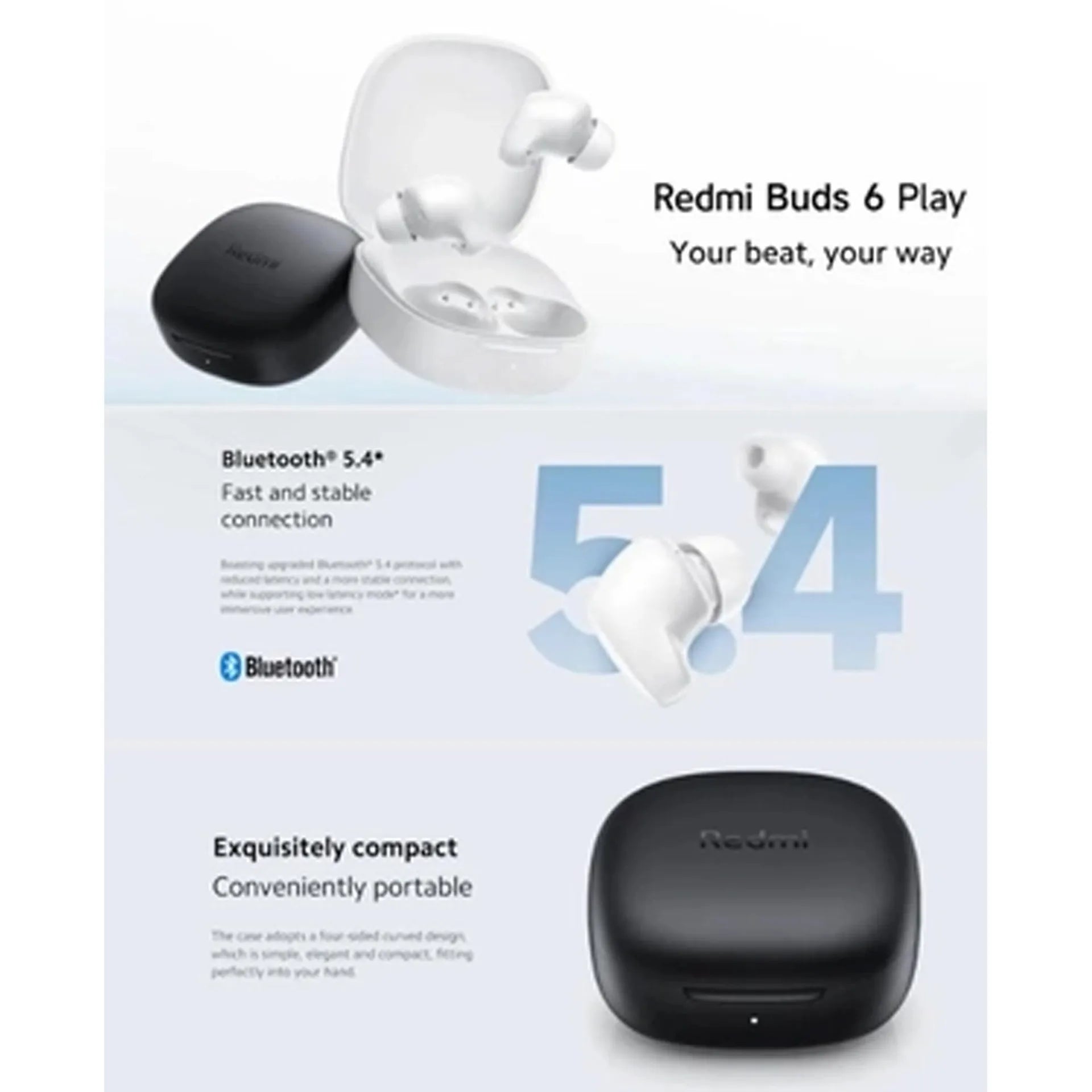 Xiaomi Redmi Buds 6 Play True Wireless Earbuds - Black (BHR8776GL)