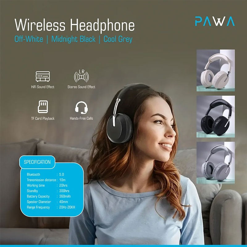 Pawa Thunk Overear Bluetooth Wireless Stereo headphone Grey Pawa Thunk Overear Bluetooth Wireless Stereo headphone Grey