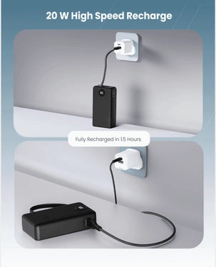 Moxedo Porta-Go+ 10000mAh Power Bank with Built-In USB-C Cable USB-C Charging (MX-PB017-BK) - Black Moxedo Porta-Go+ 10000mAh Power Bank with Built-In USB-C Cable USB-C Charging (MX-PB017-BK) - Black