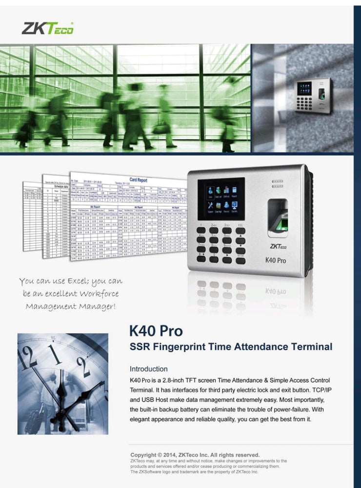 ZKTeco K40 Pro Time Attendance & Access Control Terminal