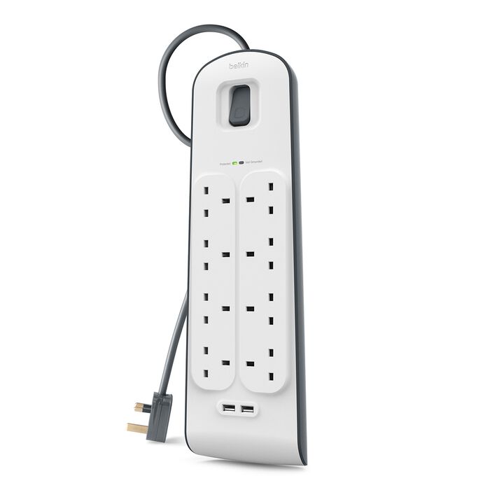 Belkin Surge Plus Protector 8 Way Outlet w/ 2 USB Outlet - 2m