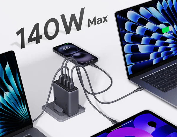 AUKEY Comet Mix 4 140W PD 4-Port GaN Wall Charger | PA-C6 – Gray