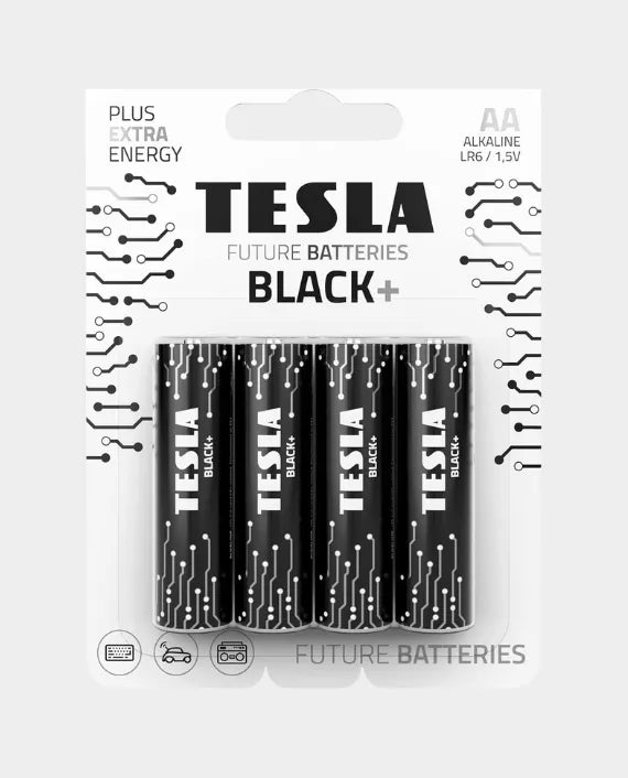 Tesla Alkaline Battery AA Black+ LR6  1.5v 4pcs Buy 2 Packs Get 1 Free