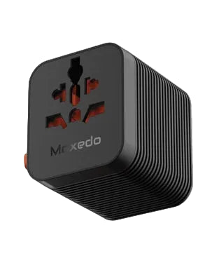 Moxedo Universal Plug Travel Conversion Socket 2500W AC Outlet Built-in Auto Resetting Fuse (MX-TA028) - Black