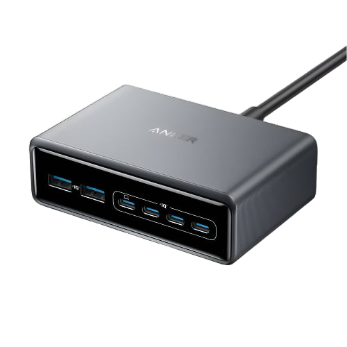 Anker Prime Charger 200W with 6 ports, featuring GaN technology, available for online shopping and delivery in Qatar.