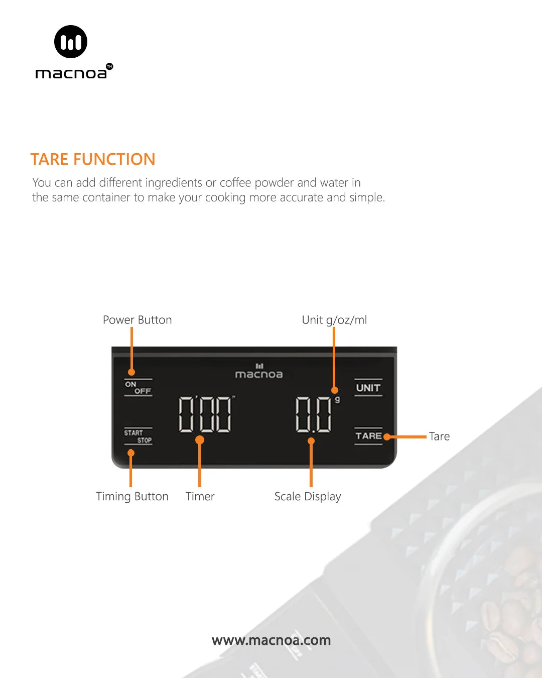 MACNOA Coffee Scale with Timer