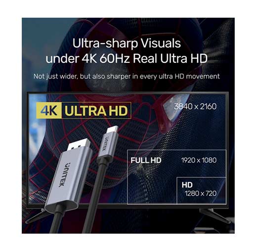Unitek 4K 60Hz USB-C to DisplayPort 1.2 Cable – 2M