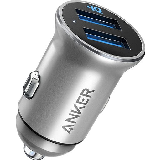 Anker PowerDrive 2 Alloy Metal Mini 24W 4.8A Car Charger – Silver