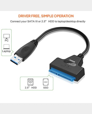 Mowsil USB 3.0 to SATA Adapter Cable 5Gbps USB-A to SATA 2.5-inch HDD SSD LED Indicator MOUSC Blue