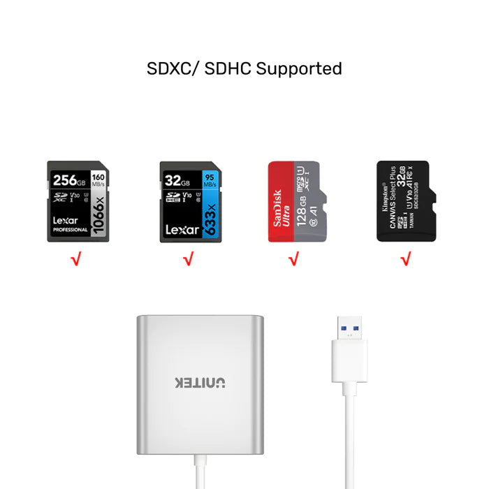 Unitek USB 3.0 3-Port Memory Card Reader