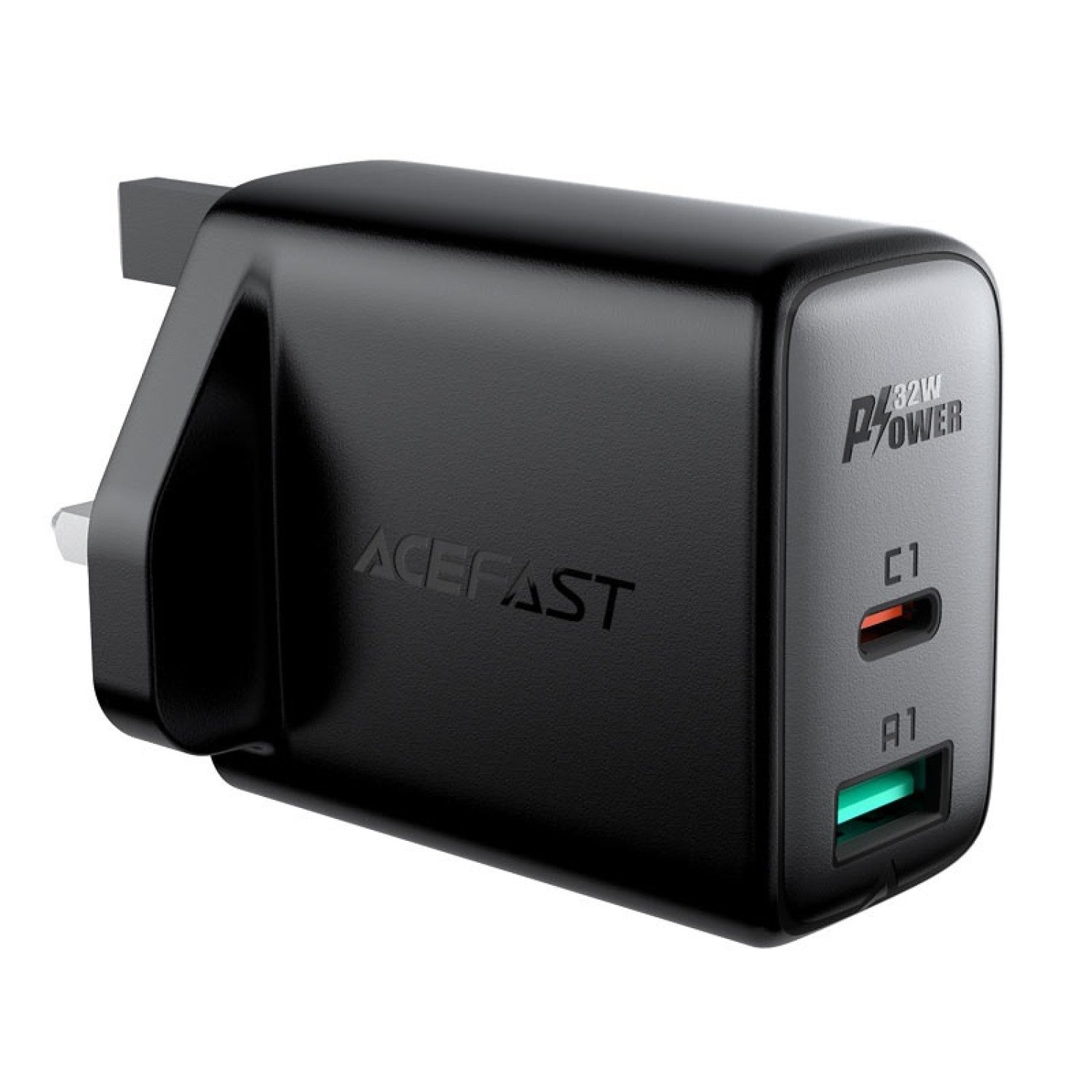 Acefast A8 PD32W(usb-c+usb-a) dual port charger- black