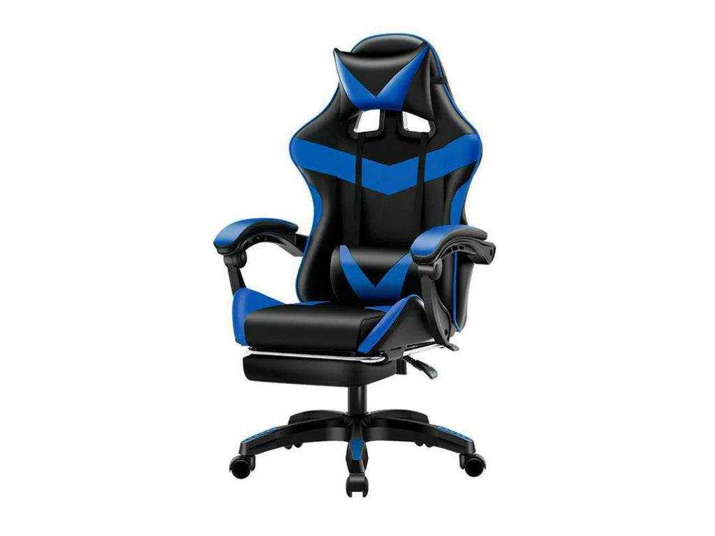DPRacer Gaming Chair - | Gas lift: Class 4 | Armrest: 2D | Wheel: Racing wheel | With footrest | Material: Cloth Finish | Lumbar massag/Blue