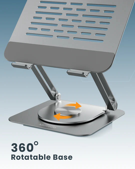 Moxedo Aluminum Laptop/ Tablet Stand with 360° Rotatable Base Adjustable Foldable Tablet