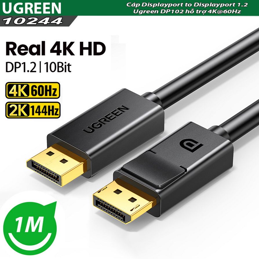 UGREEN 10244 DisplayPort 1.2 DP Male to Male Cable (1 Meter) 4K@60HZ 3D