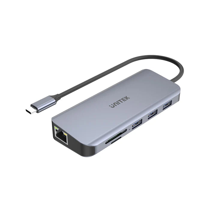  UNITEK uHUB N9+ 9-in-1 USB-C Ethernet Hub with dual monitors, 100W PD, and dual card readers for online shopping in Doha, Qatar with fast delivery.