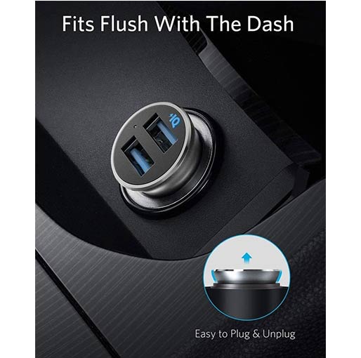 Anker PowerDrive 2 Alloy Metal Mini 24W 4.8A Car Charger – Silver Anker PowerDrive 2 Alloy Metal Mini 24W 4.8A Car Charger – Silver