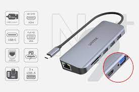 Unitek uHUB N9+ 9-in-1 USB-C Ethernet Hub with Dual Monitor, 100W Power Delivery and Dual Card Reader