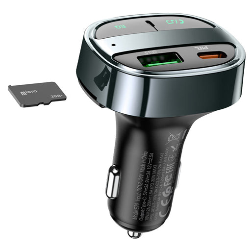 Hoco Car charger E70 PD30W+QC3.0 with wireless FM transmitter Hoco Car charger E70 PD30W+QC3.0 with wireless FM transmitter