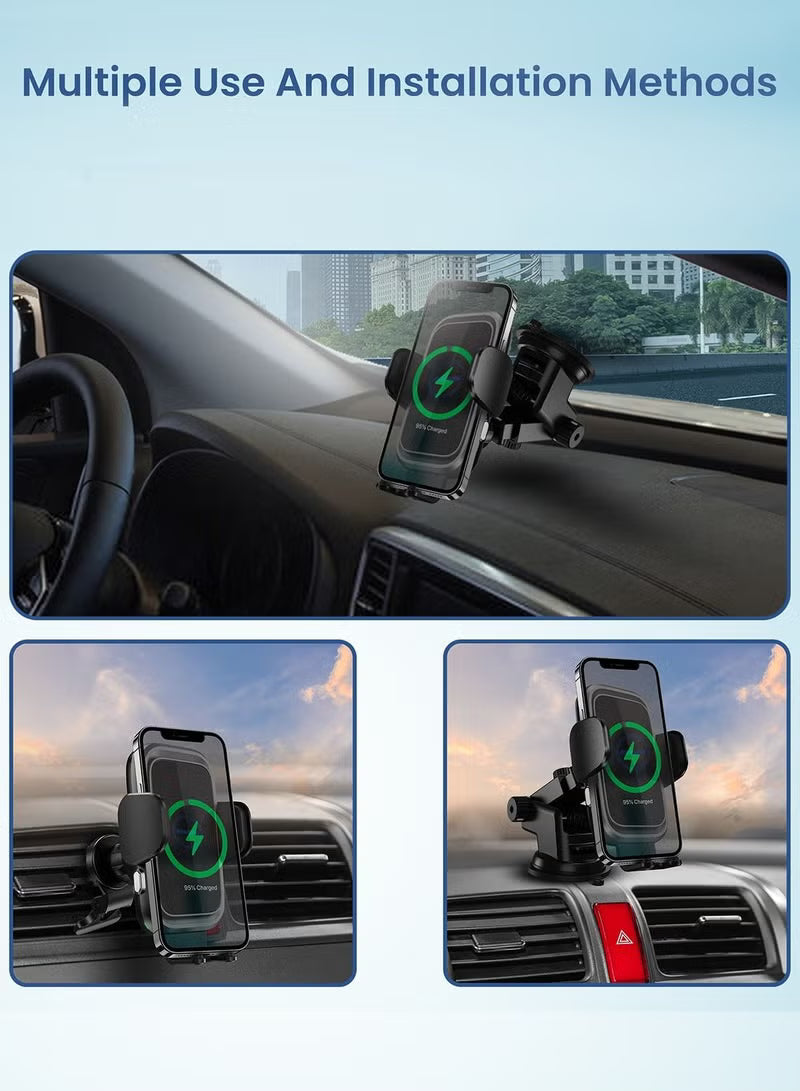 Remson 15W Wireless Charging Phone Mount Holder Air Vent with 38W Power Delivery Car Charger - Black Remson 15W Wireless Charging Phone Mount Holder Air Vent with 38W Power Delivery Car Charger - Black