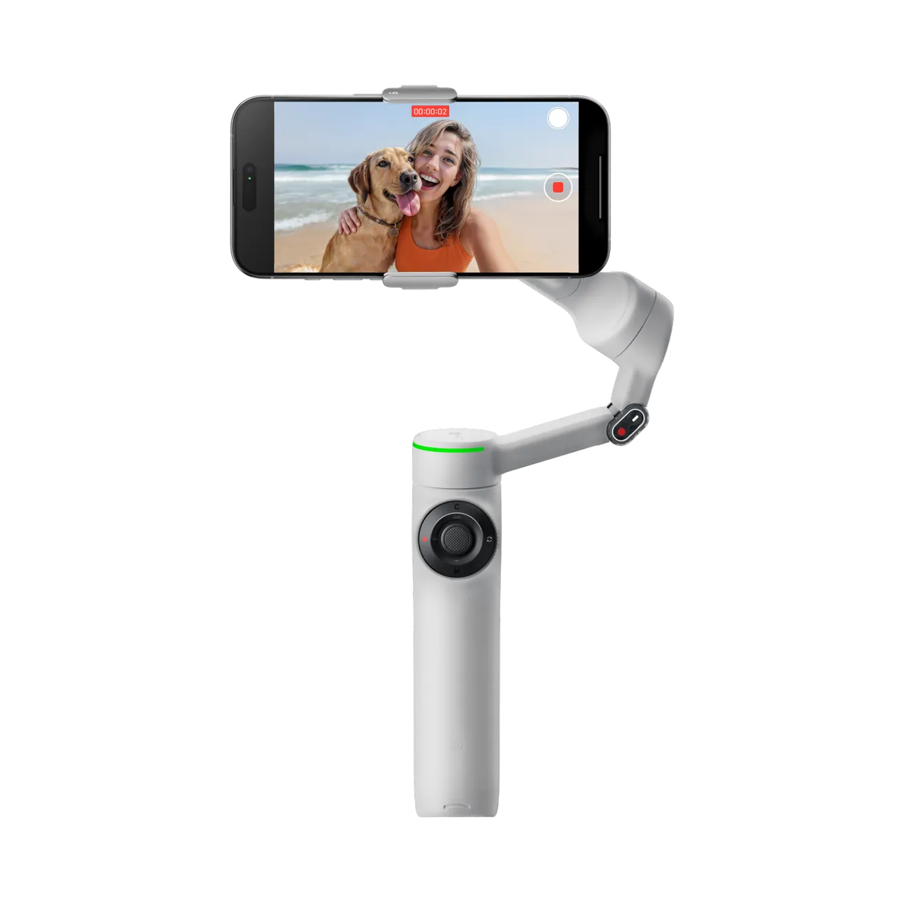 Insta360 Flow 2 Pro Standard Bundle S Grey smartphone gimbal with AI tracking and 3-axis stabilization, available in Doha, Qatar.
