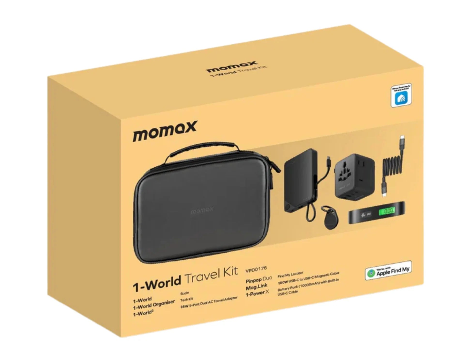 MOMAX 1-World Travel Essential Kit VPD0176 – Universal travel adapters and chargers for trips, available in Qatar.