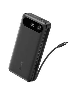 Anker 20000mAh Power Bank 87W Max Output 65W Fast Charging USB-C & USB-A Built-In Cable (A1383H11) - Black