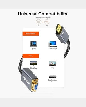 Mowsil DisplayPort to VGA Female Adapter | 1080p@60Hz | 24K Gold-Plated | Aluminum Alloy Shell