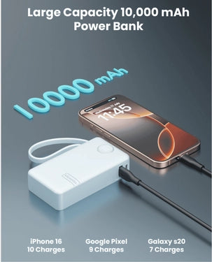 Moxedo Porta-Go+ 10000mAh Power Bank with Built-In USB-C Cable USB-C Charging (MX-PB017-BL) - Blue Moxedo Porta-Go+ 10000mAh Power Bank with Built-In USB-C Cable USB-C Charging (MX-PB017-BL) - Blue