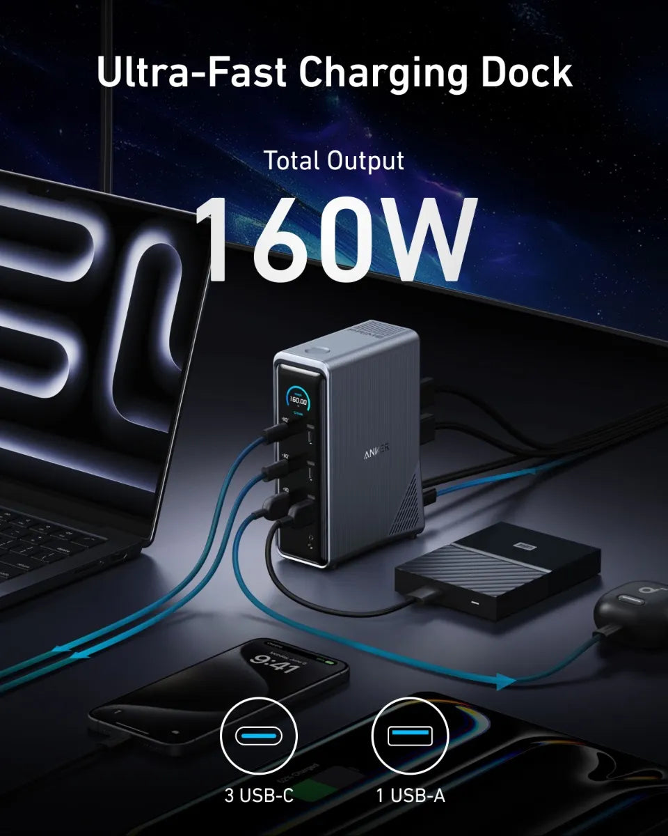 Anker Prime Charging Docking Station (14-in-1, Dual Display, 160W) Anker Prime Charging Docking Station (14-in-1, Dual Display, 160W)