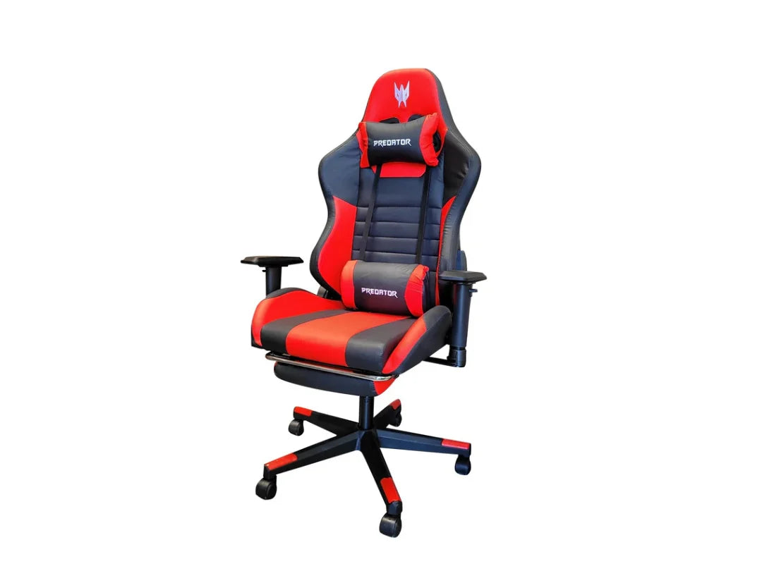 Predator Luxury PVC Leather Gaming Chair with Footrest Red Black