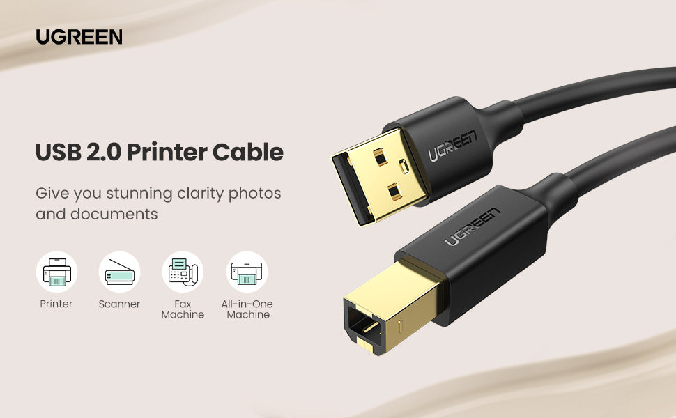 UGREEN USB 2.0 AM to BM Print Cable 5m (Black) UGREEN USB 2.0 AM to BM Print Cable 5m (Black)