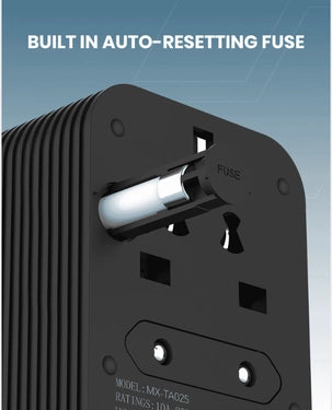 Moxedo Universal Plug Travel Conversion Socket 2500W AC Outlet Built-in Auto Resetting Fuse (MX-TA028) - Black