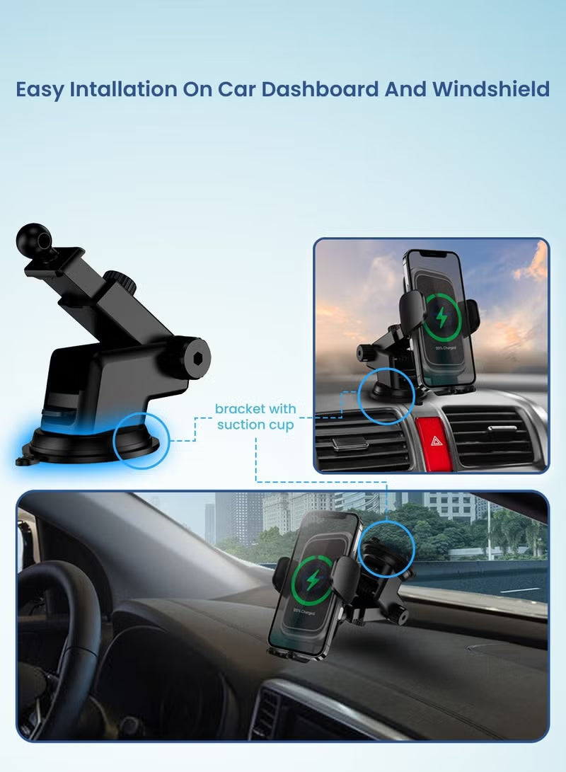 Remson 15W Wireless Charging Phone Mount Holder Air Vent with 38W Power Delivery Car Charger - Black Remson 15W Wireless Charging Phone Mount Holder Air Vent with 38W Power Delivery Car Charger - Black
