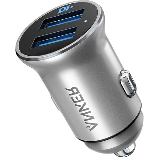 Anker PowerDrive 2 Alloy Metal Mini 24W 4.8A Car Charger – Silver