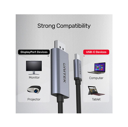 Unitek 4K 60Hz USB-C to DisplayPort 1.2 Cable – 2M