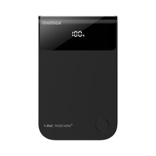 Momax 1-Pac Pass Mini+ 10000mAh 2-in-1 Battery Pack with Built-in Retractable Cable - Black