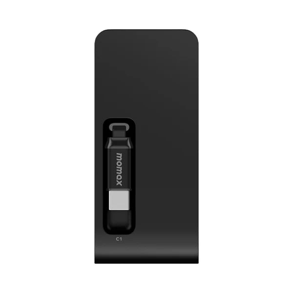 Momax 1-Pac Pass Mini+ 10000mAh 2-in-1 Battery Pack with Built-in Retractable Cable - Black