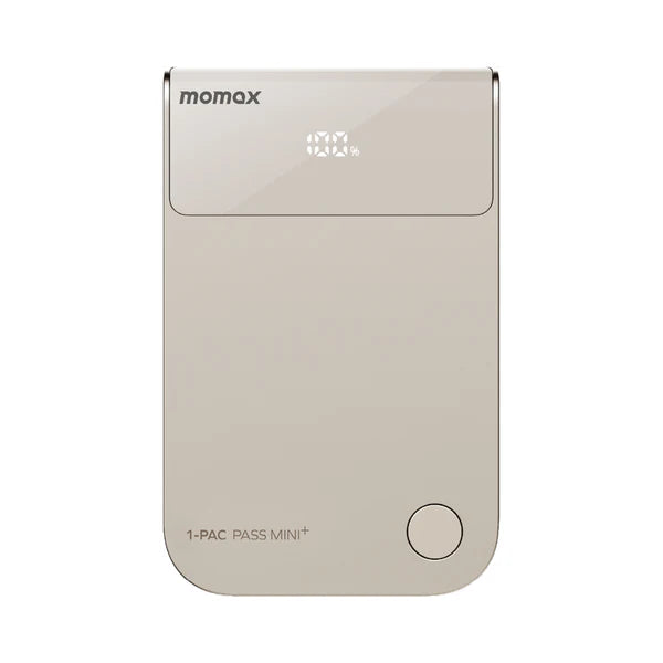 Momax 1-Pac Pass Mini+ 10000mAh 2-in-1 Battery Pack with Built-in Retractable Cable - Titanium