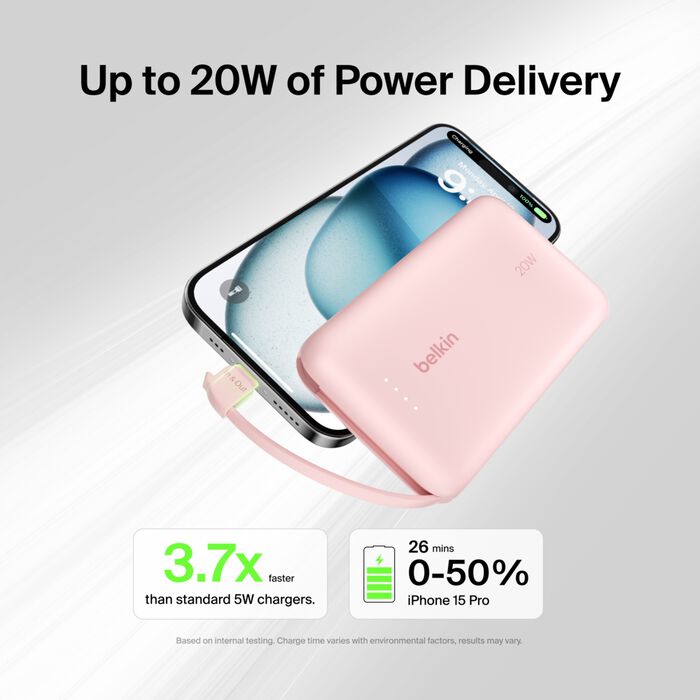 Belkin BoostCharge Power Bank 10K with Integrated Cable