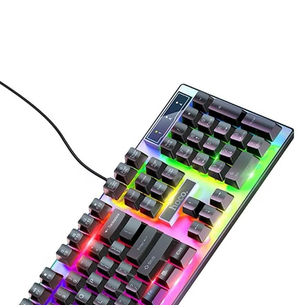 HOCO GM18 Luminous RGB Backlit Wired Gaming Keyboard and Mouse Set Black