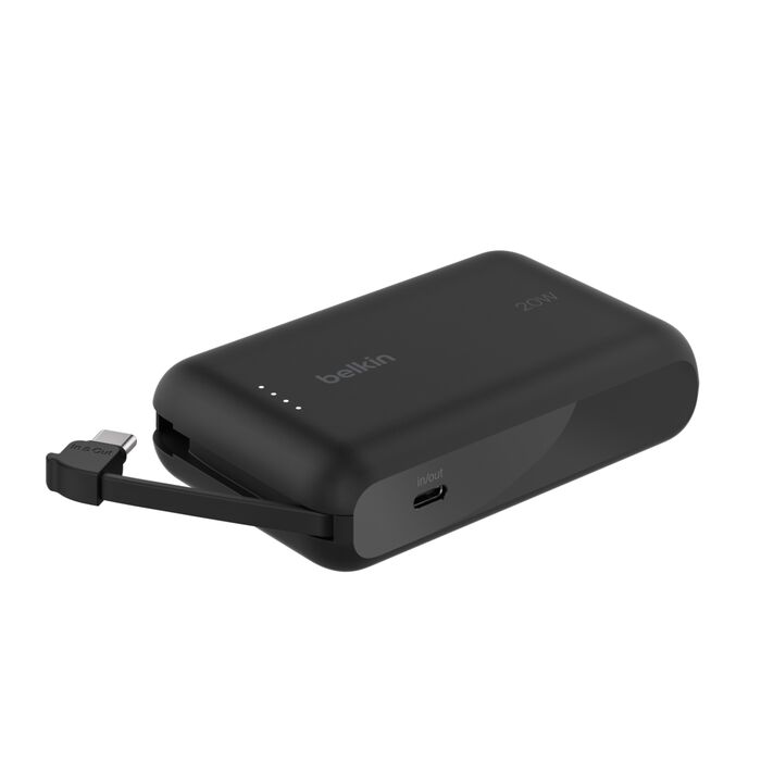 Belkin BoostCharge Power Bank 10K with Integrated Cable - Black